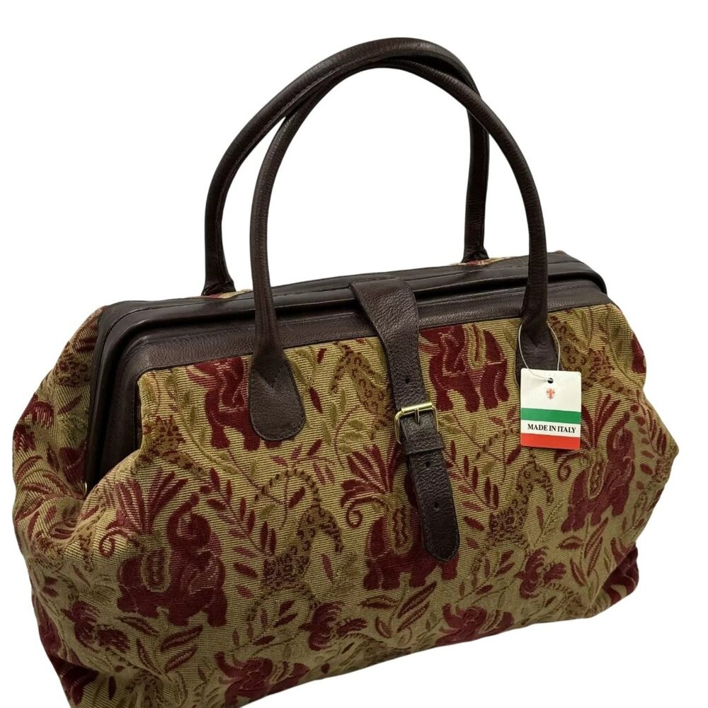 Neiman Marcus Womens Doctor Bag Vintage Italian Tapestry Vintage Bag NWT